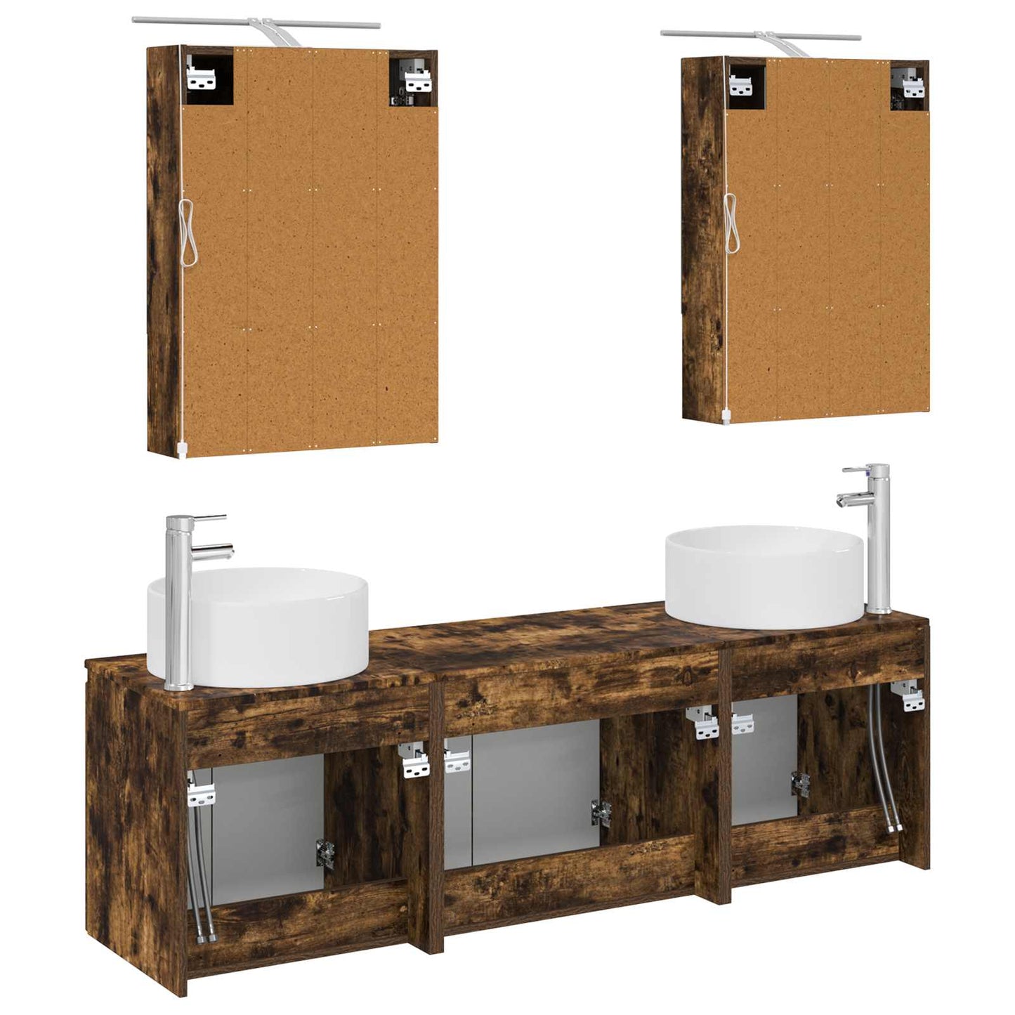 Bathroom Cabinet Set 5 pcs Smoked Oak Engineered Wood
