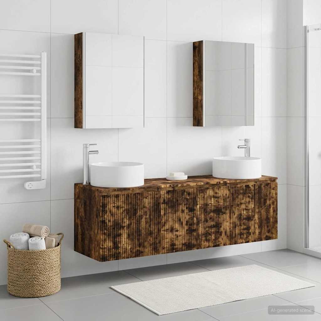 Bathroom Cabinet Set 5 pcs Smoked Oak Engineered Wood