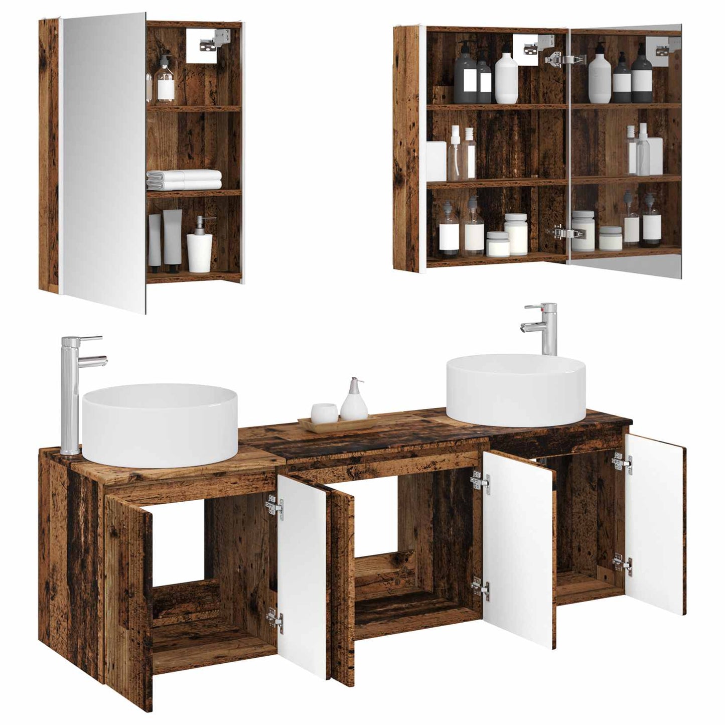 Bathroom Cabinet Set 5 pcs Old Wood Engineered Wood