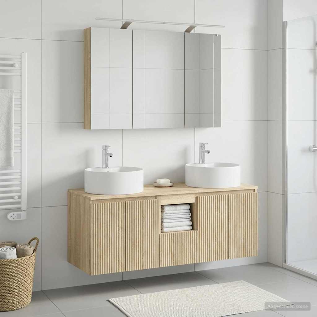 Bathroom Cabinet Set 4 pcs Sonoma Oak 100 x 14.5 x 70 cm