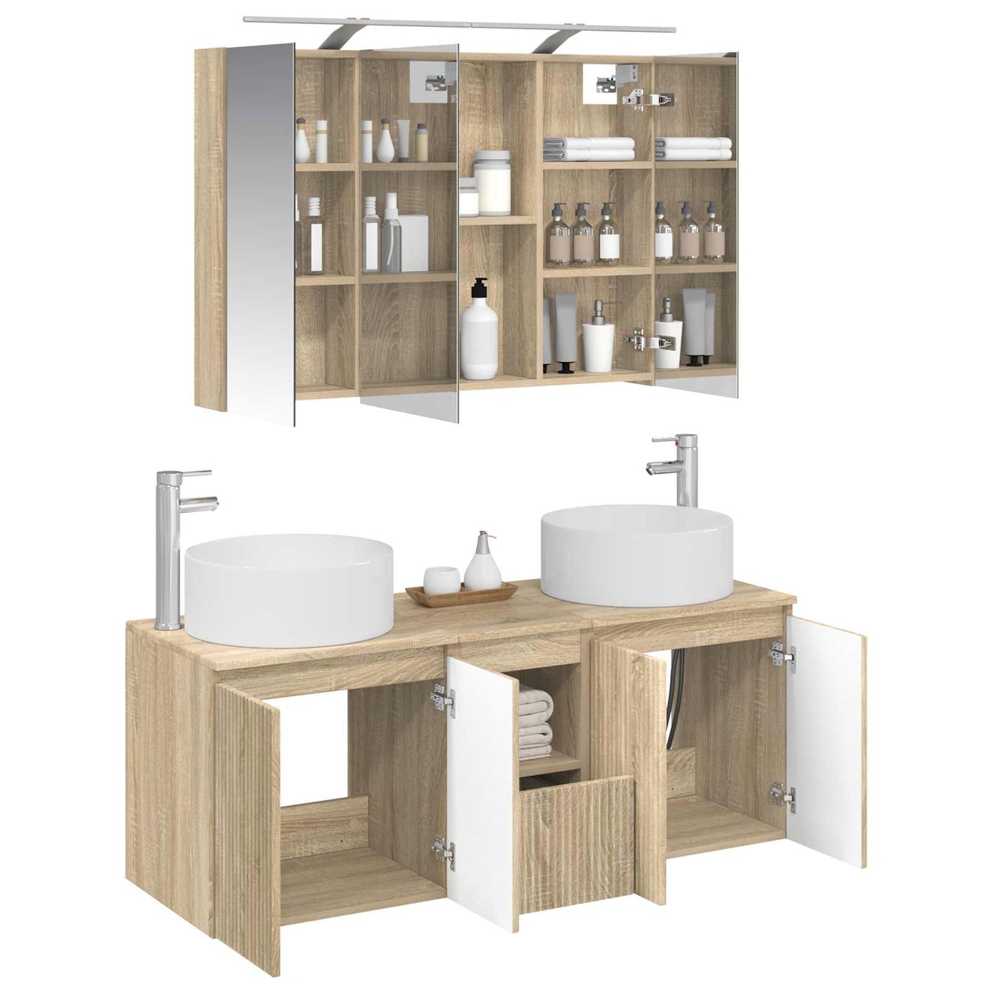 Bathroom Cabinet Set 4 pcs Sonoma Oak 100 x 14.5 x 70 cm
