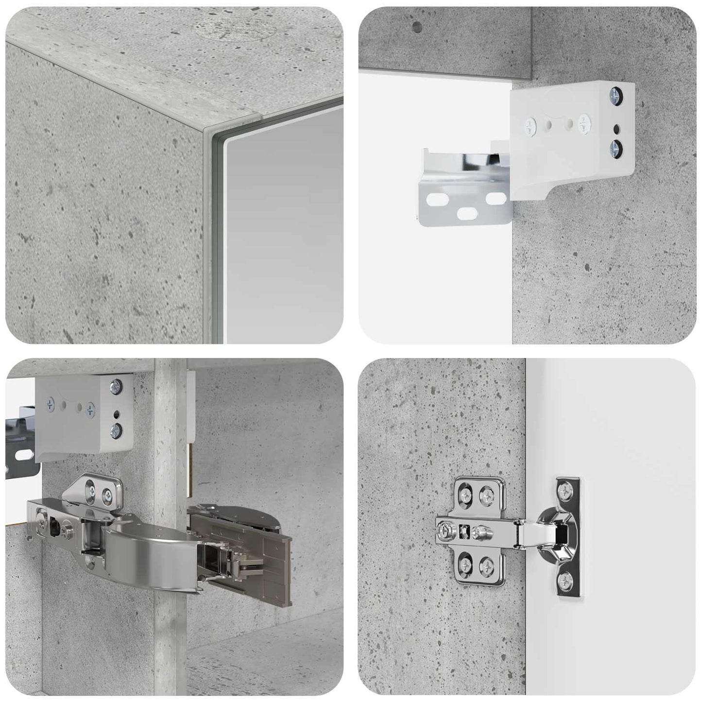 Bathroom Cabinet Set 4 pcs Concrete Grey 100 x 14.5 x 70 cm