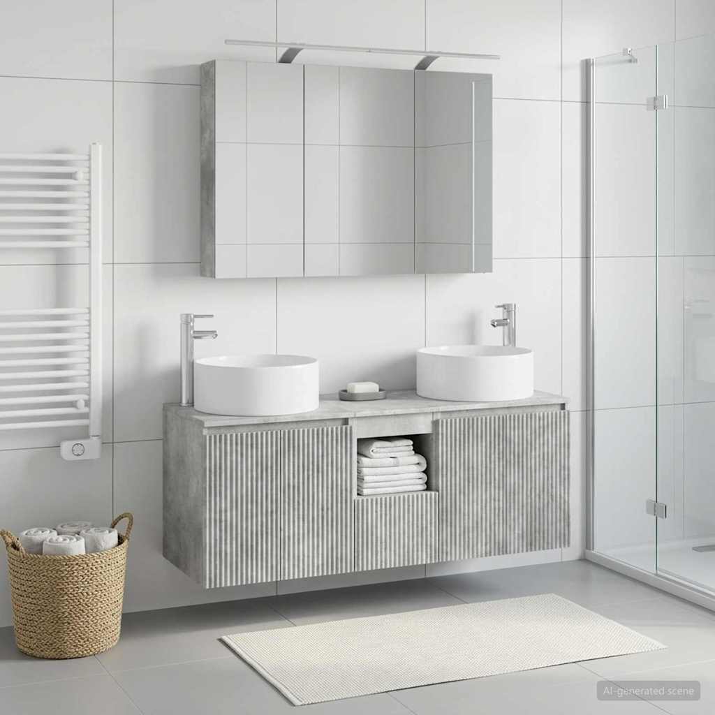 Bathroom Cabinet Set 4 pcs Concrete Grey 100 x 14.5 x 70 cm