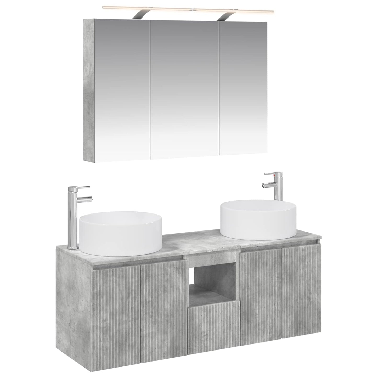 Bathroom Cabinet Set 4 pcs Concrete Grey 100 x 14.5 x 70 cm