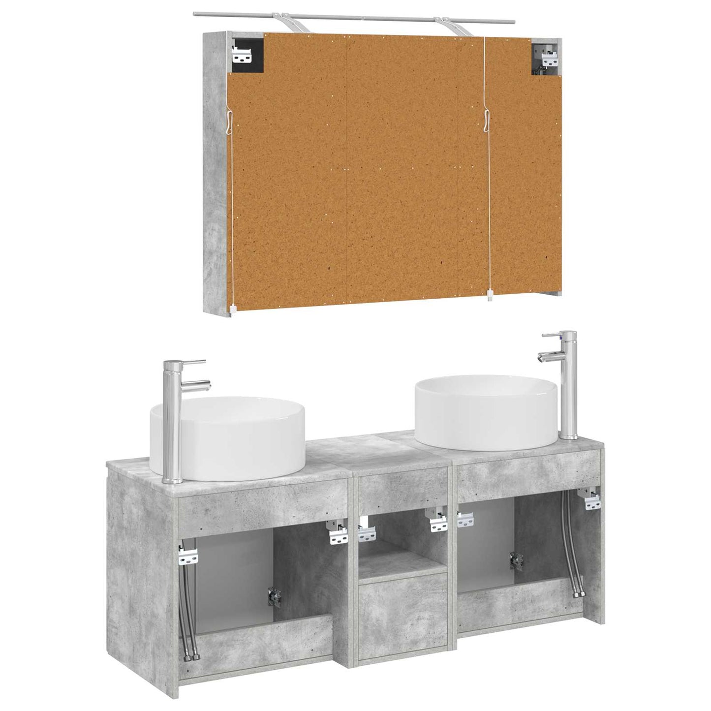 Bathroom Cabinet Set 4 pcs Concrete Grey 100 x 14.5 x 70 cm