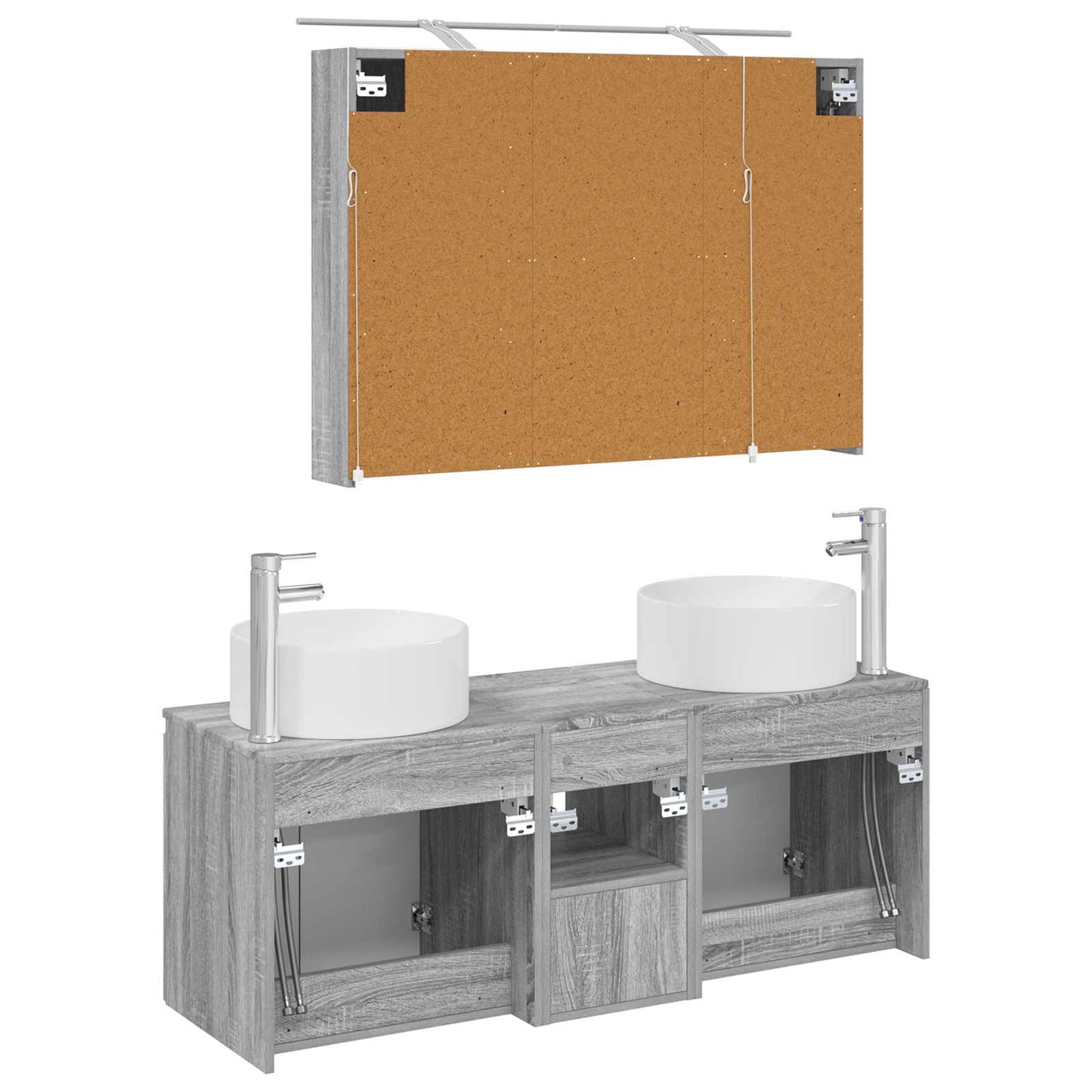 Bathroom Cabinet Set 4 pcs Grey Sonoma 100 x 14.5 x 70 cm