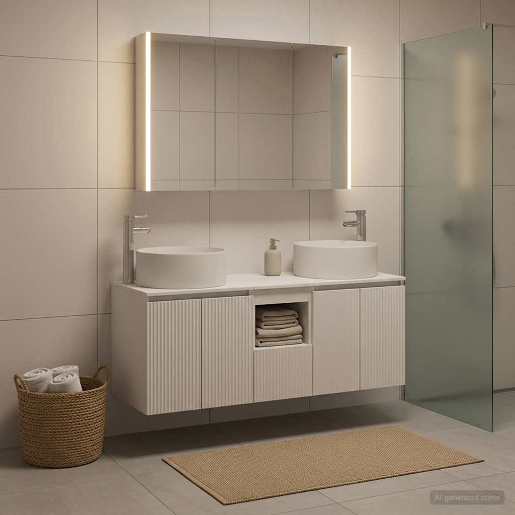 Bathroom Cabinet Set 4 pcs White 103.5 x 15.5 x 70 cm