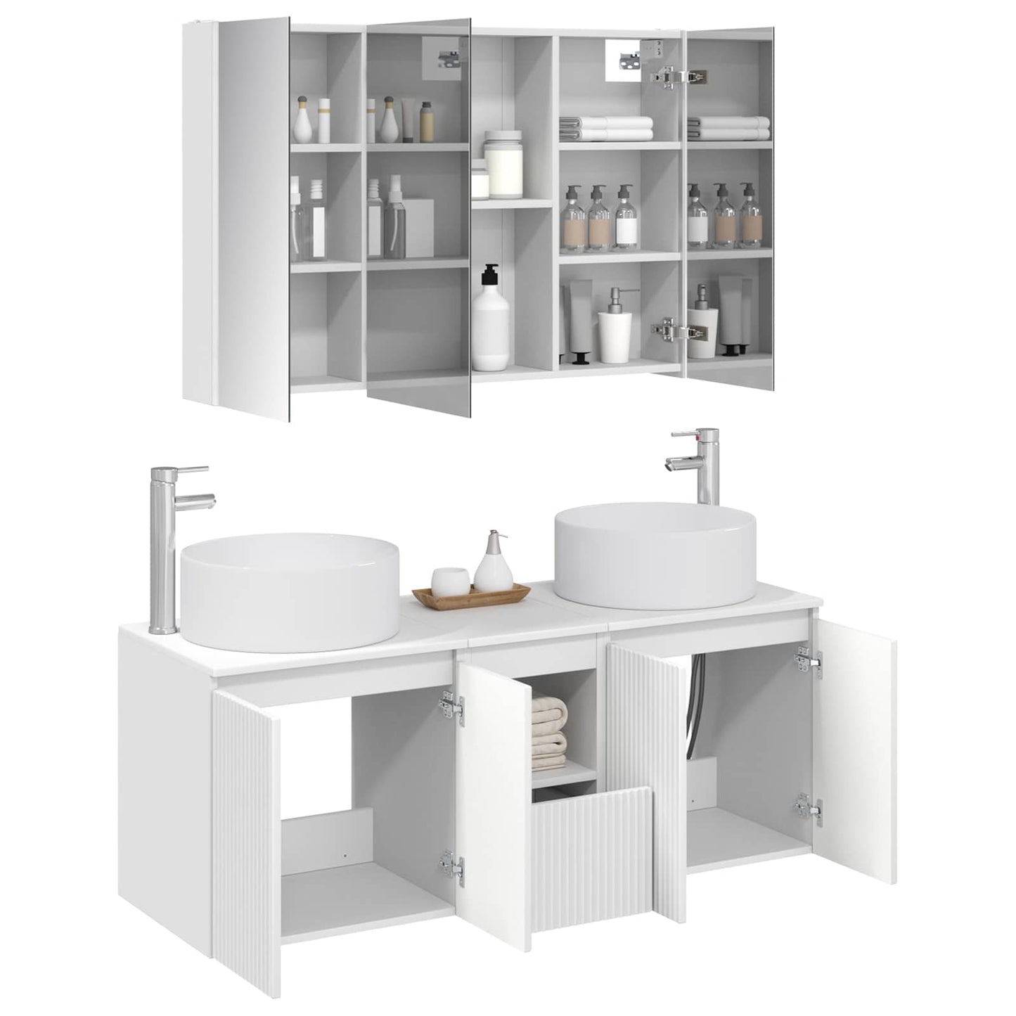 Bathroom Cabinet Set 4 pcs White 103.5 x 15.5 x 70 cm