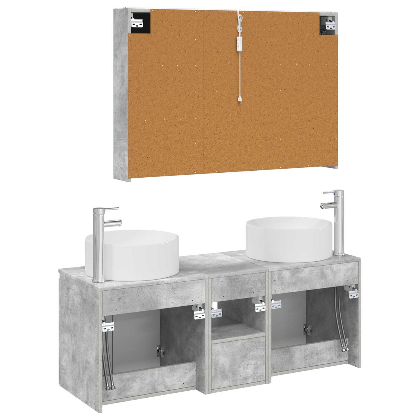 Bathroom Cabinet Set 4 pcs Concrete Grey 103.5 x 15.5 x 70 cm