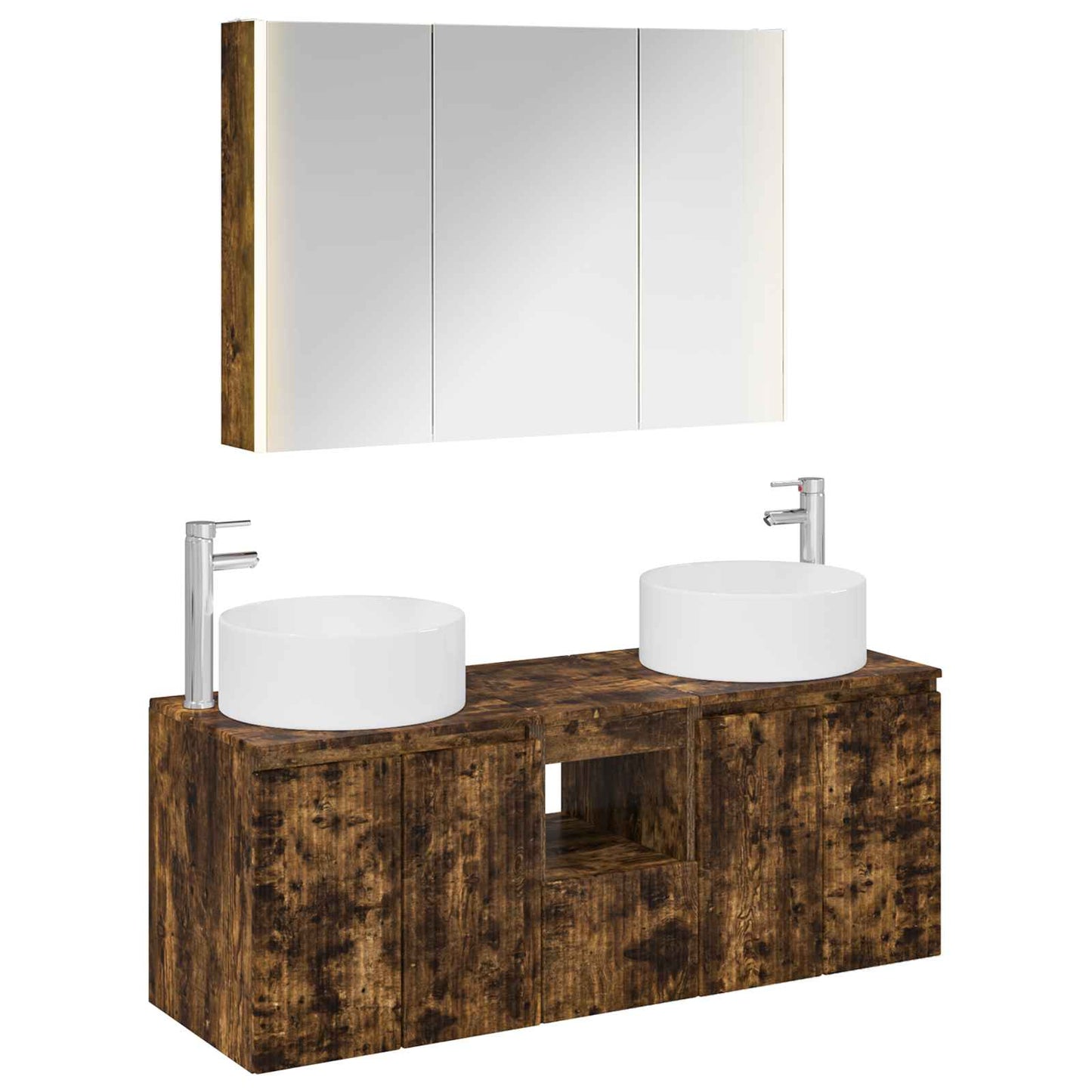Bathroom Cabinet Set 4 pcs Smoked Oak 103.5 x 15.5 x 70 cm