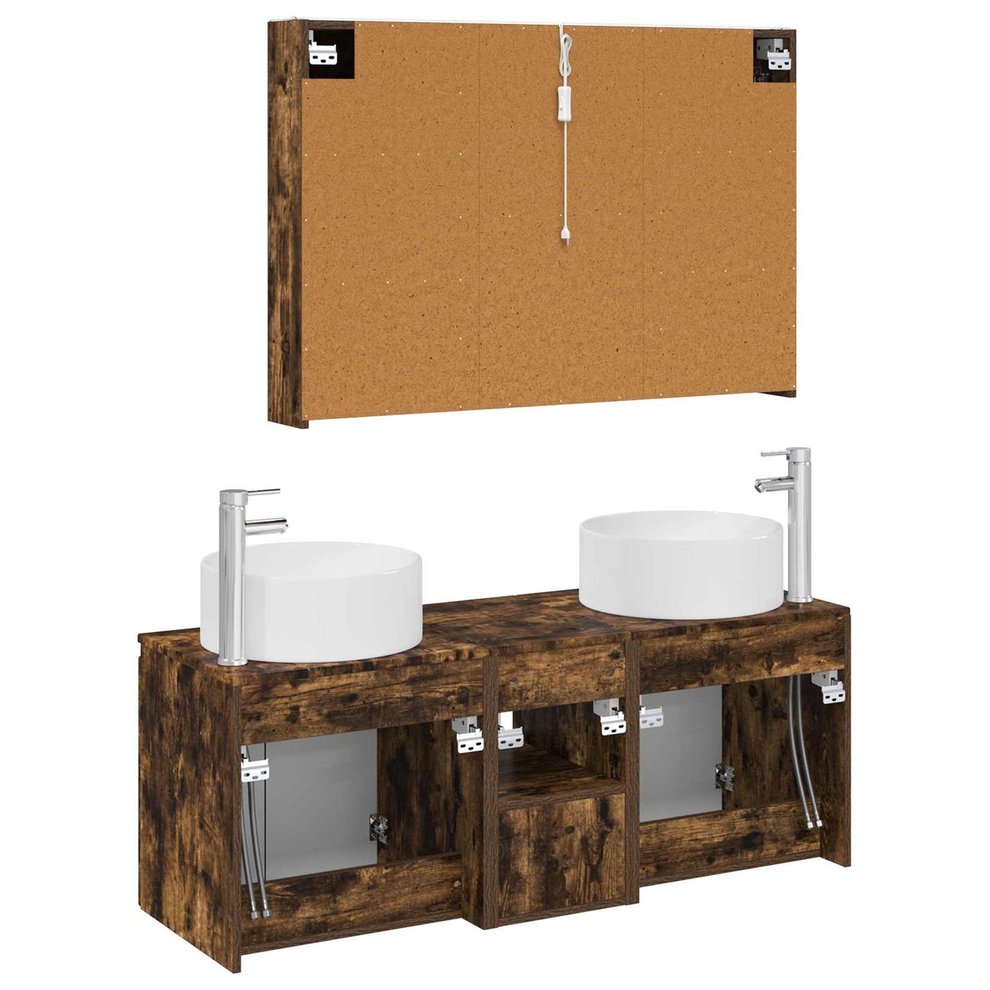 Bathroom Cabinet Set 4 pcs Smoked Oak 103.5 x 15.5 x 70 cm
