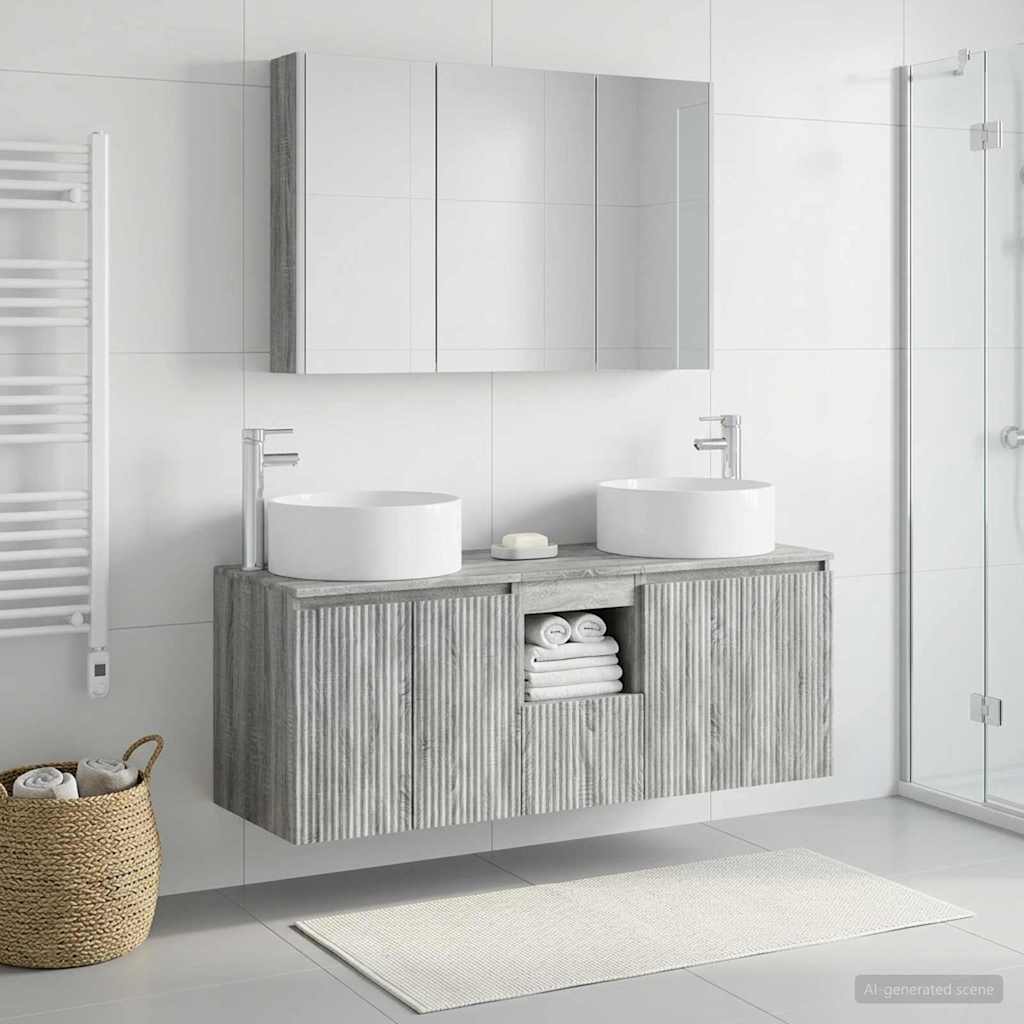 Bathroom Cabinet Set 4 pcs Grey Sonoma 103.5 x 15.5 x 70 cm