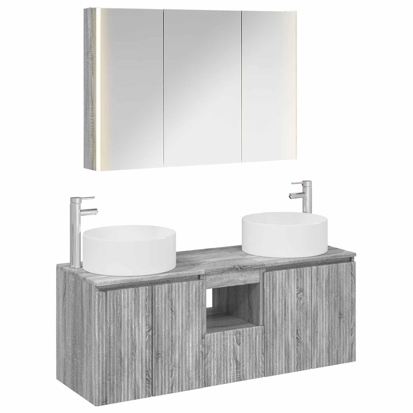 Bathroom Cabinet Set 4 pcs Grey Sonoma 103.5 x 15.5 x 70 cm