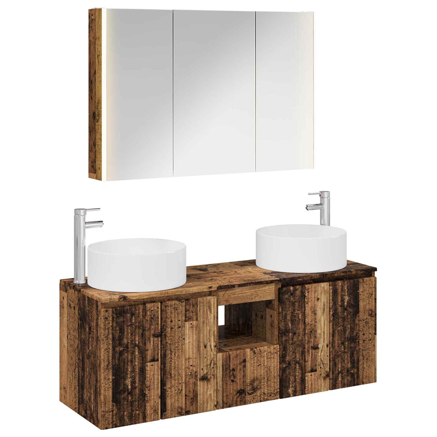 Bathroom Cabinet Set 4 pcs Old Wood 103.5 x 15.5 x 70 cm