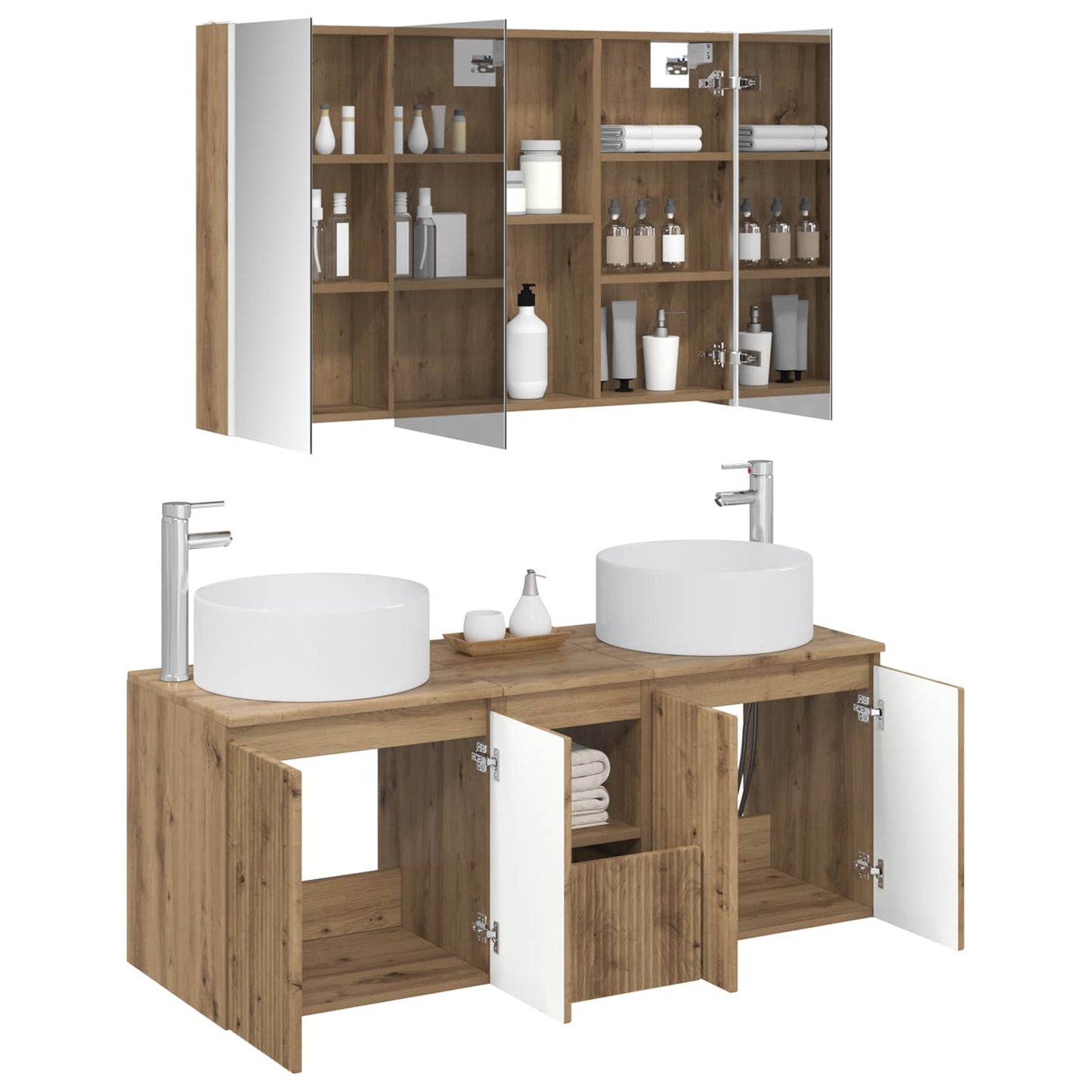 Bathroom Cabinet Set 4 pcs Artisan Oak 103.5 x 15.5 x 70 cm