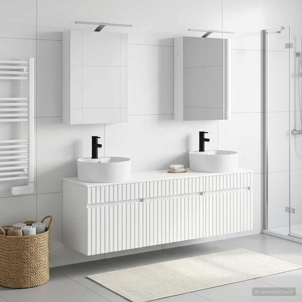 Bathroom Cabinet Set 5 pcs White Engineered Wood