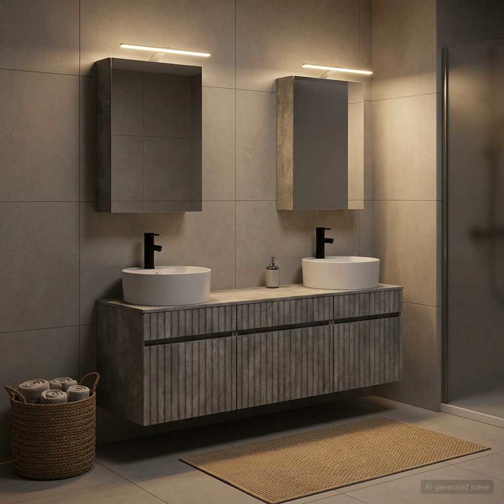 Bathroom Cabinet Set 5 pcs Concrete Grey 50 x 14.5 x 70 cm