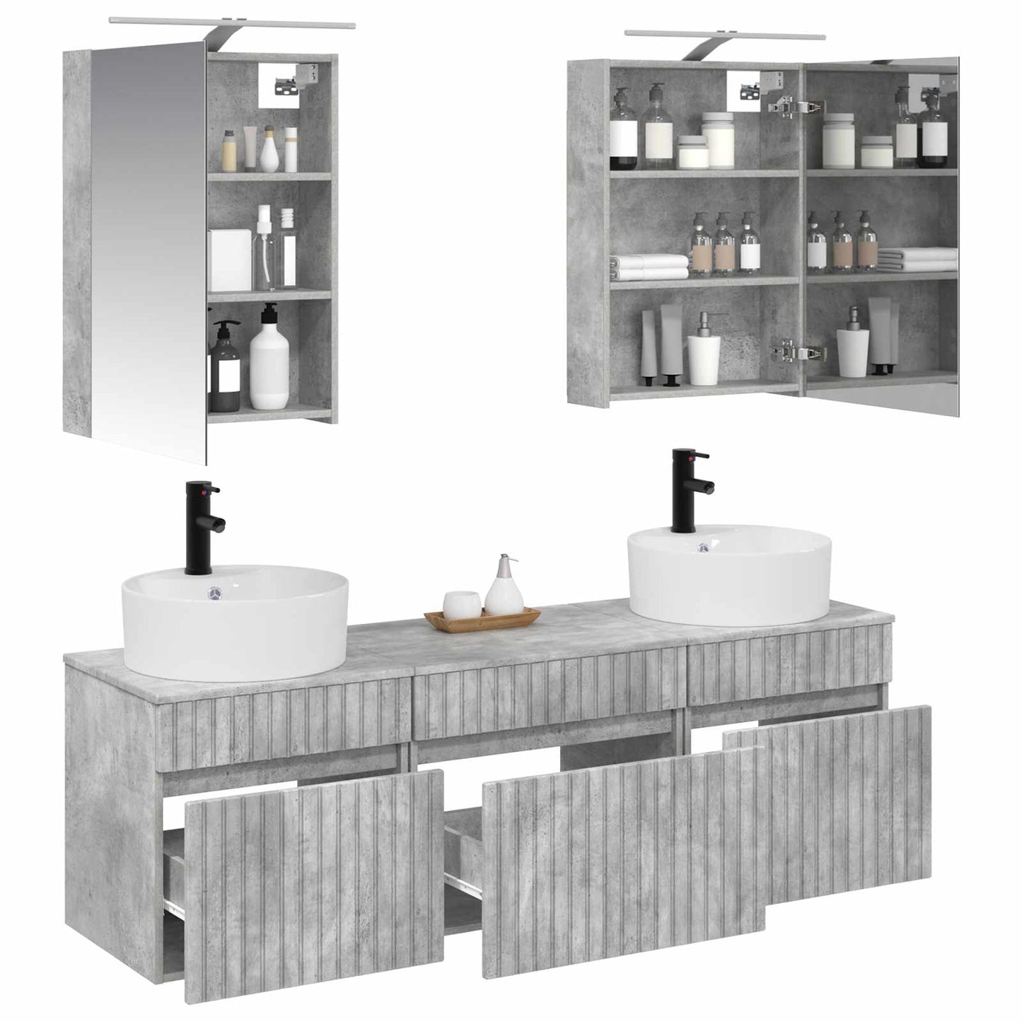Bathroom Cabinet Set 5 pcs Concrete Grey 50 x 14.5 x 70 cm