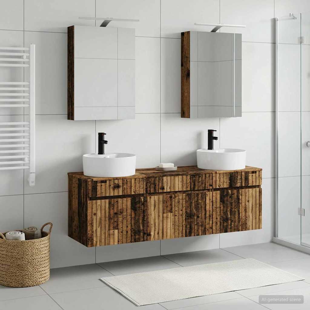 Bathroom Cabinet Set 5 pcs Old Wood Engineered Wood