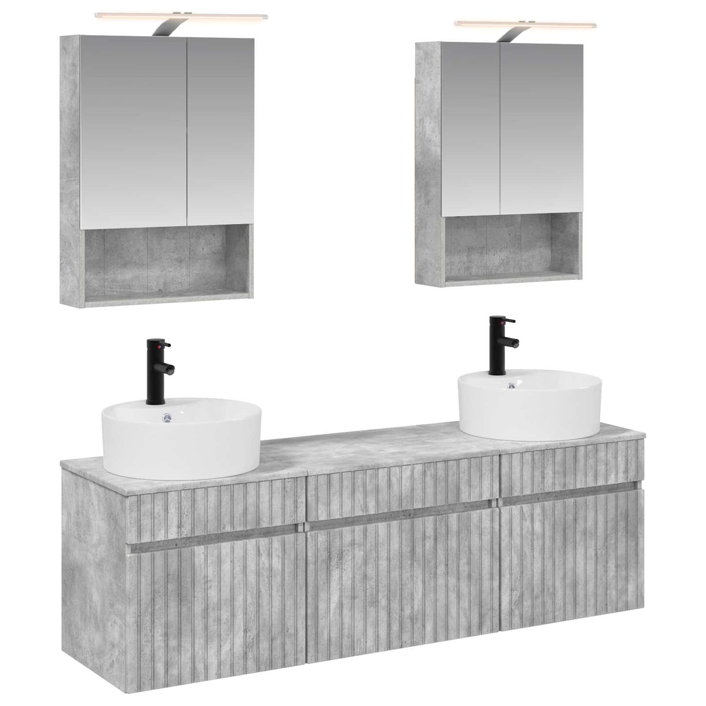 Bathroom Cabinet Set 5 pcs Concrete Grey 50 x 14.5 x 70 cm