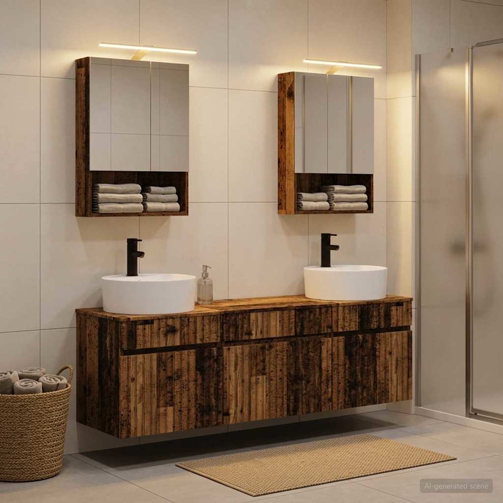 Bathroom Cabinet Set 5 pcs Old Wood Engineered Wood