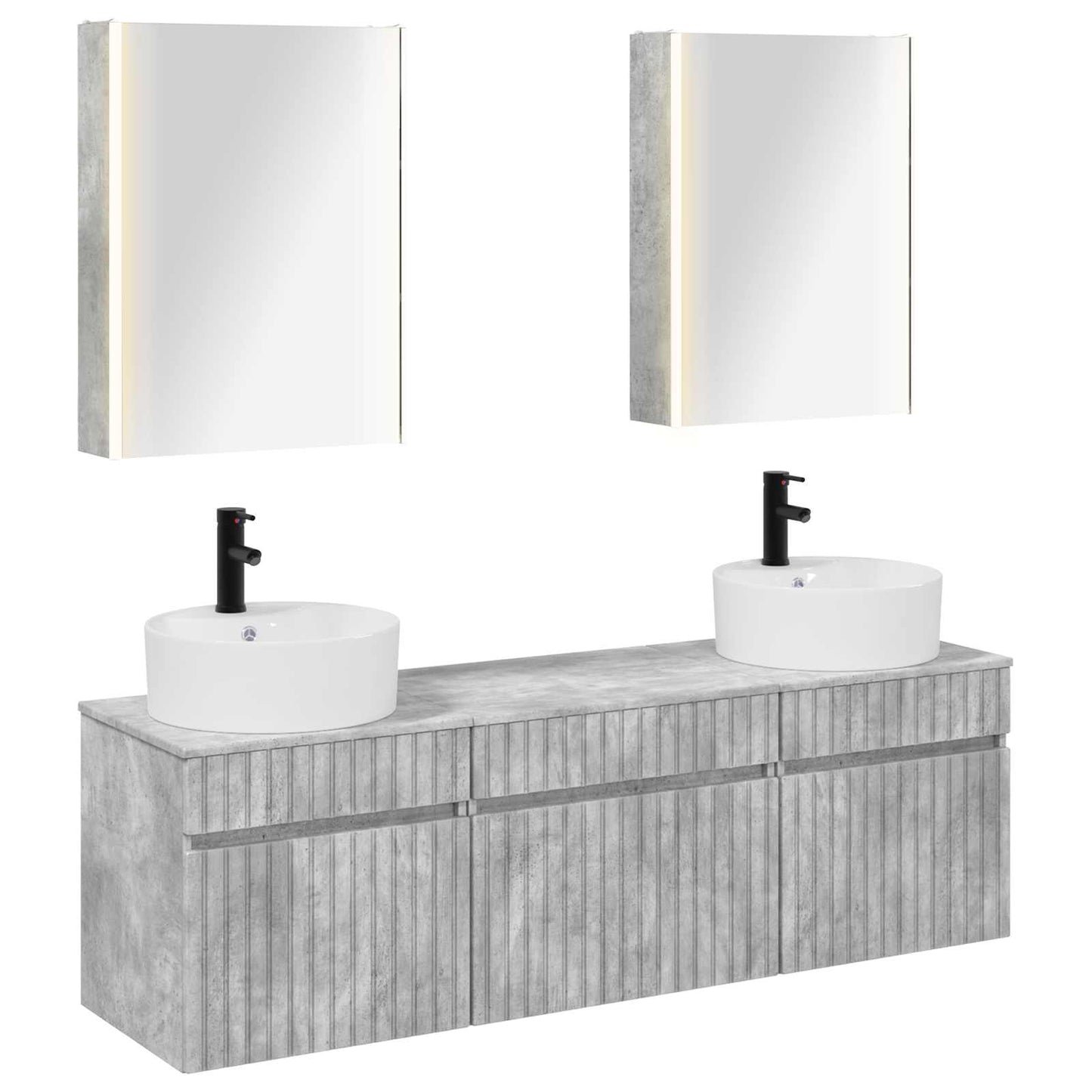 Bathroom Cabinet Set 5 pcs Concrete Grey 53 x 15.5 x 70 cm