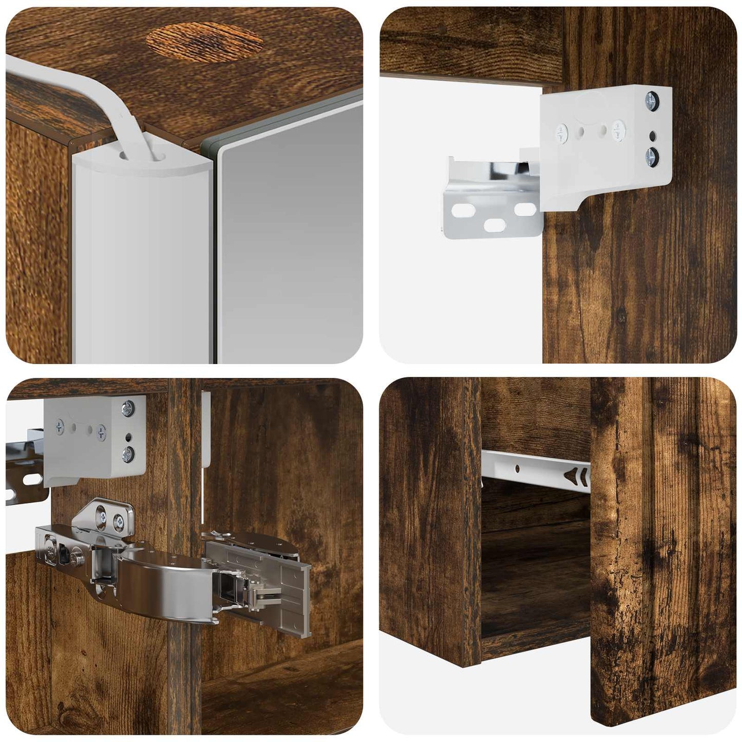 Bathroom Cabinet Set 5 pcs Smoked Oak 53 x 15.5 x 70 cm