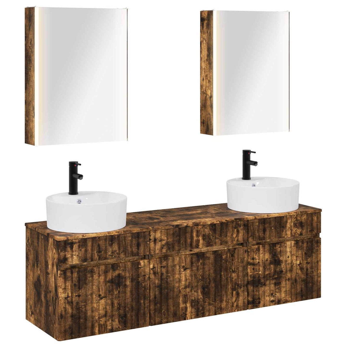 Bathroom Cabinet Set 5 pcs Smoked Oak 53 x 15.5 x 70 cm