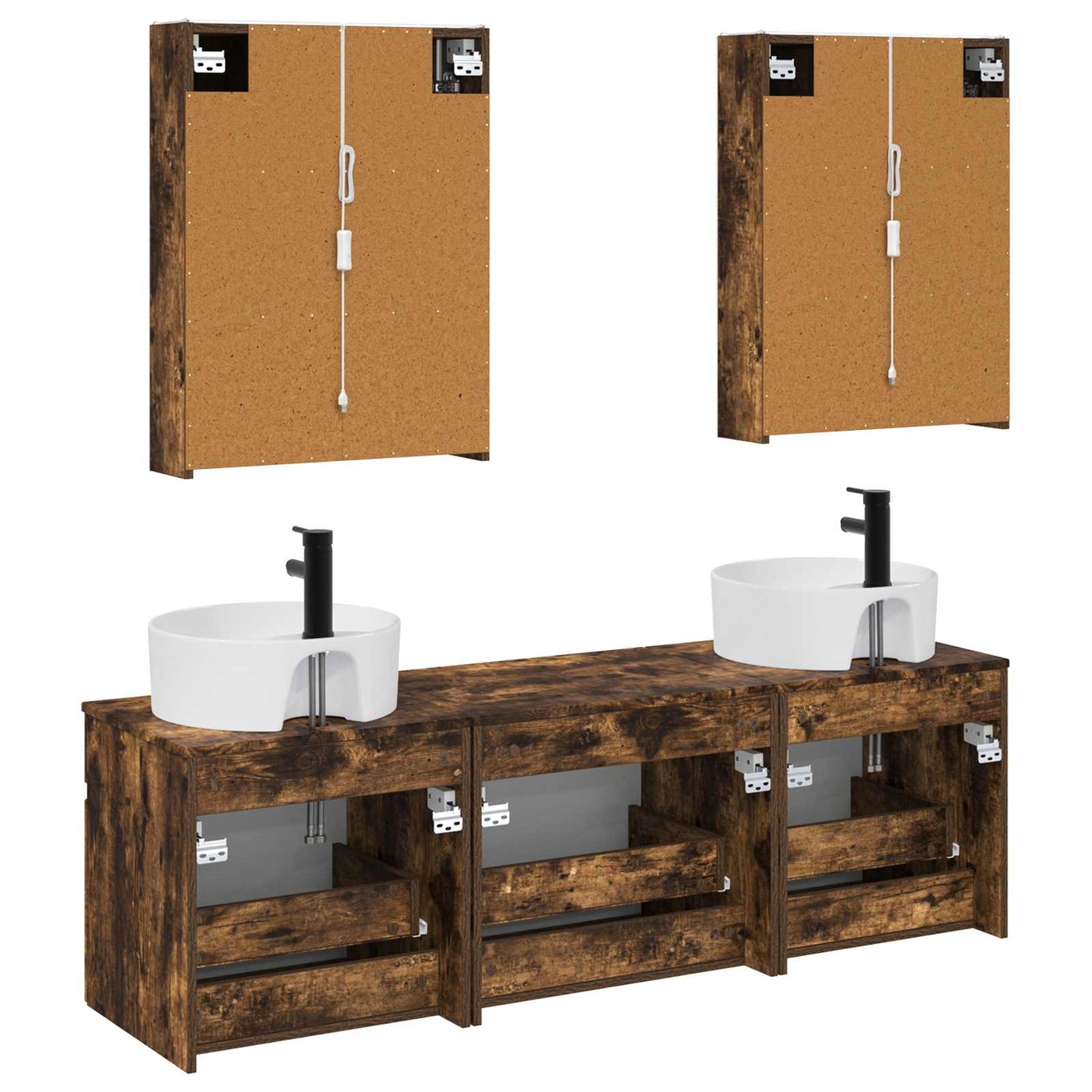 Bathroom Cabinet Set 5 pcs Smoked Oak 53 x 15.5 x 70 cm