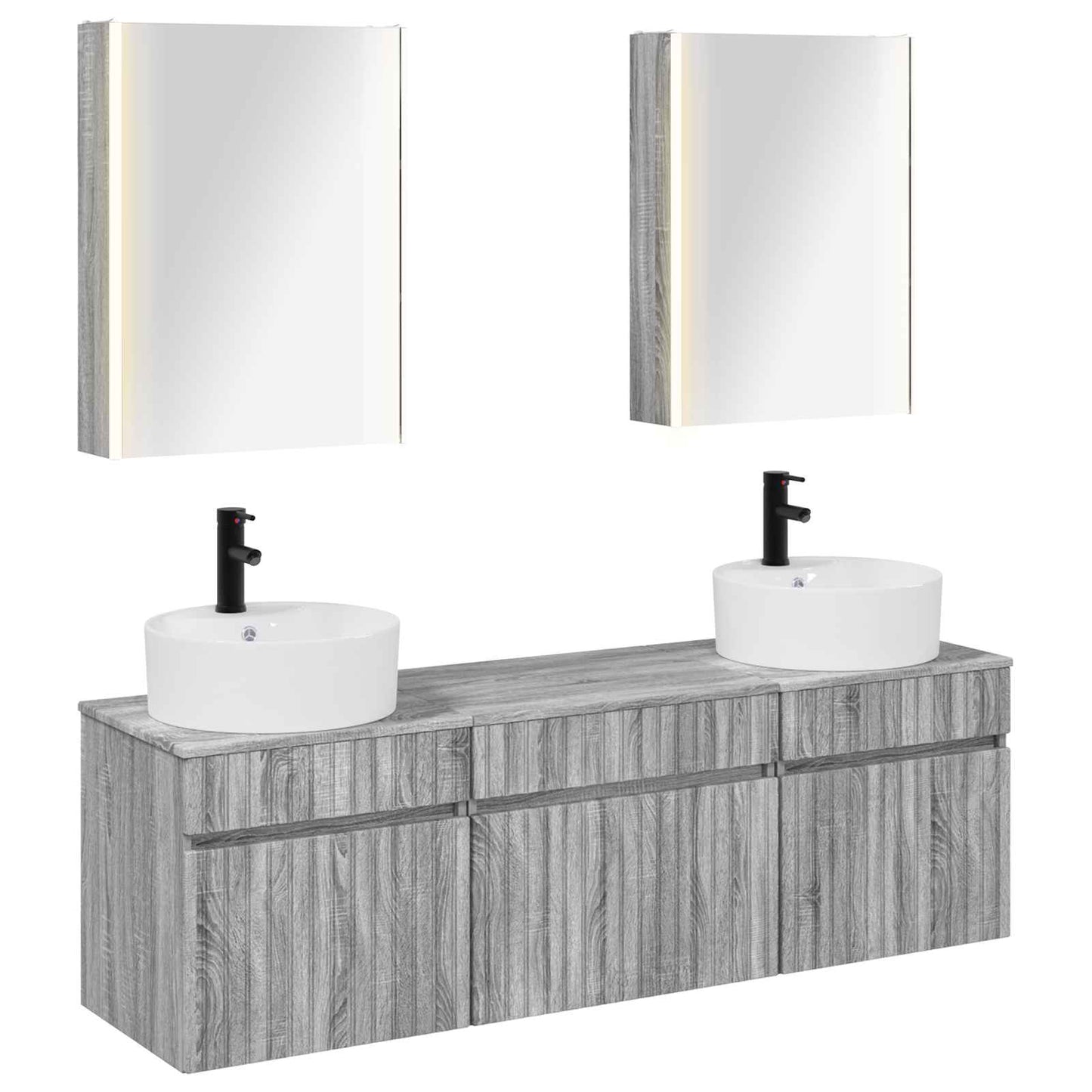 Bathroom Cabinet Set 5 pcs Grey Sonoma 53 x 15.5 x 70 cm
