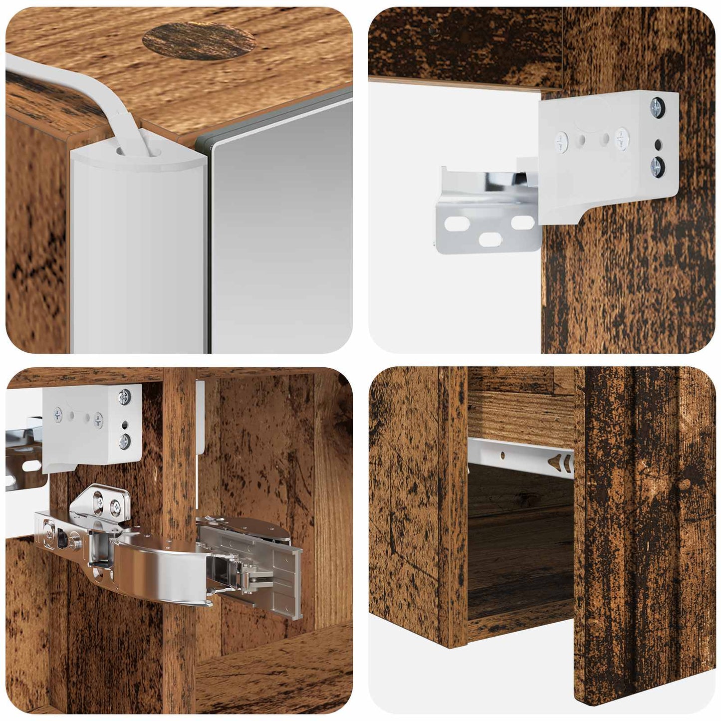 Bathroom Cabinet Set 5 pcs Old Wood 53 x 15.5 x 70 cm