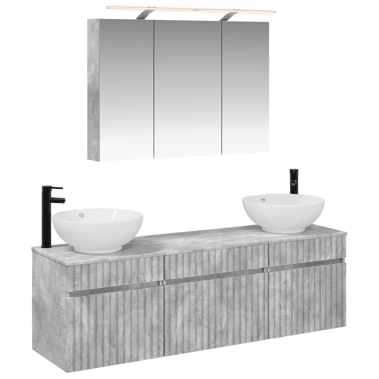 Bathroom Cabinet Set 4 pcs Concrete Grey Engineered Wood