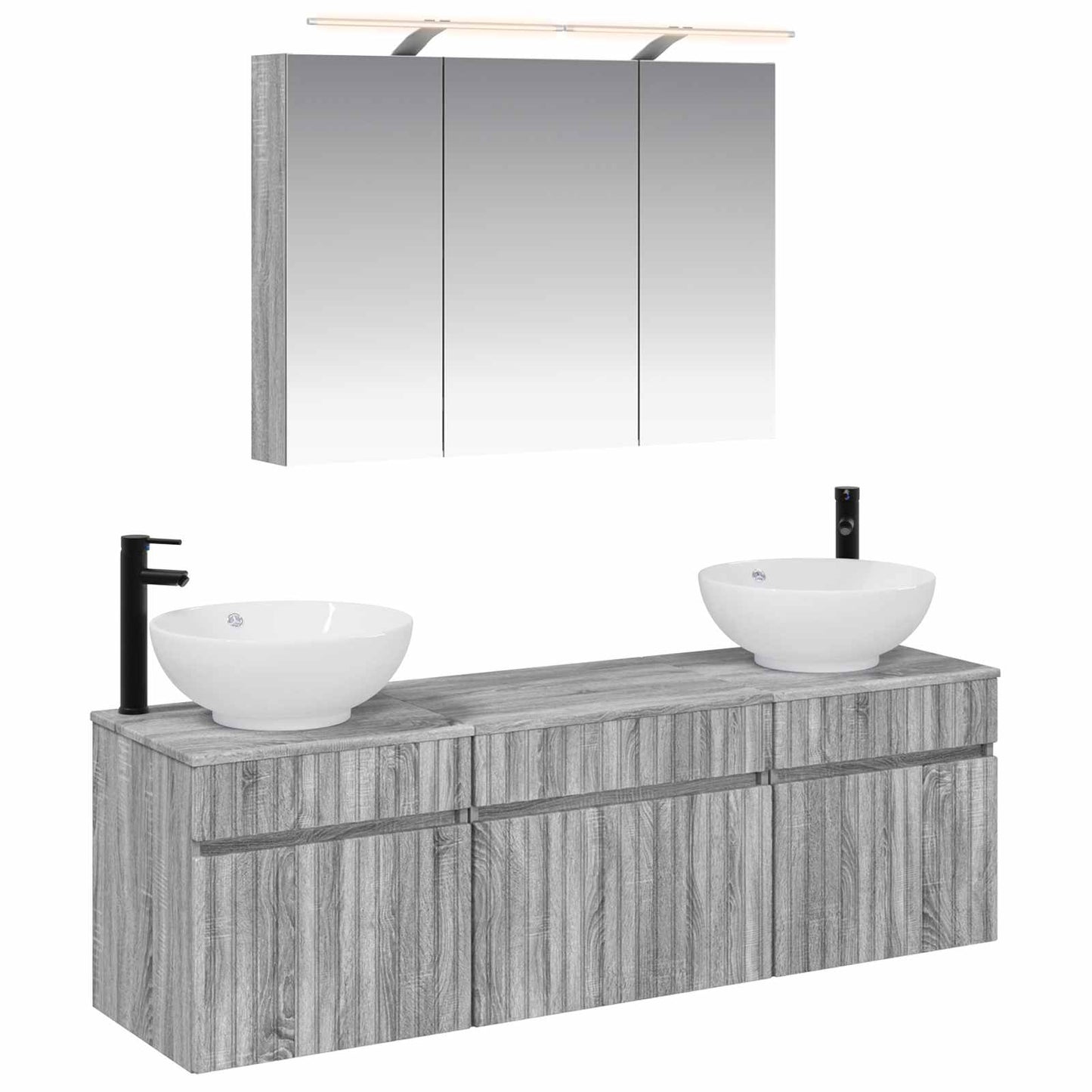 Bathroom Cabinet Set 4 pcs Grey Sonoma 100 x 14.5 x 70 cm