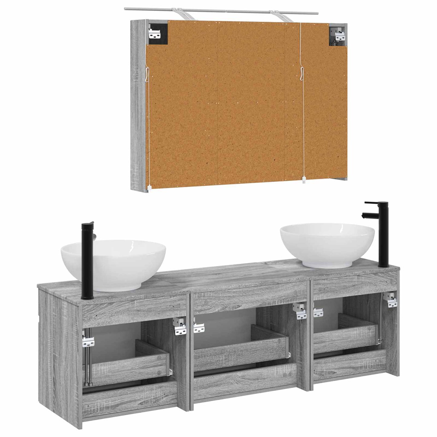 Bathroom Cabinet Set 4 pcs Grey Sonoma 100 x 14.5 x 70 cm