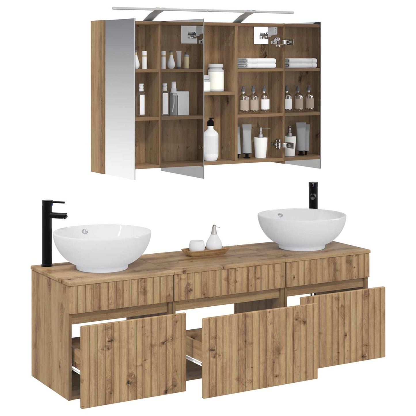 Bathroom Cabinet Set 4 pcs Artisan Oak 100 x 14.5 x 70 cm