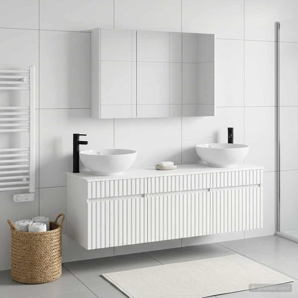 Bathroom Cabinet Set 4 pcs White Engineered Wood