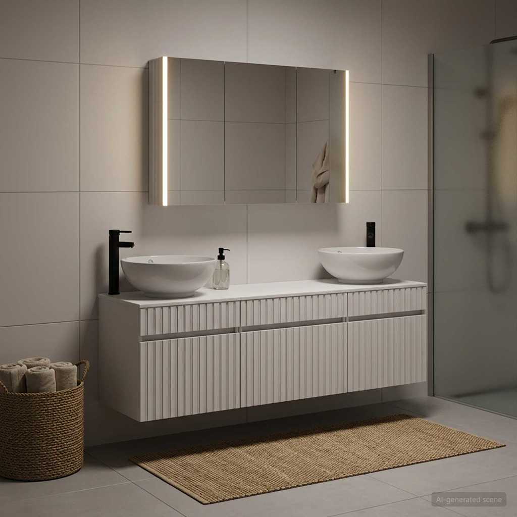 Bathroom Cabinet Set 4 pcs White 103.5 x 15.5 x 70 cm