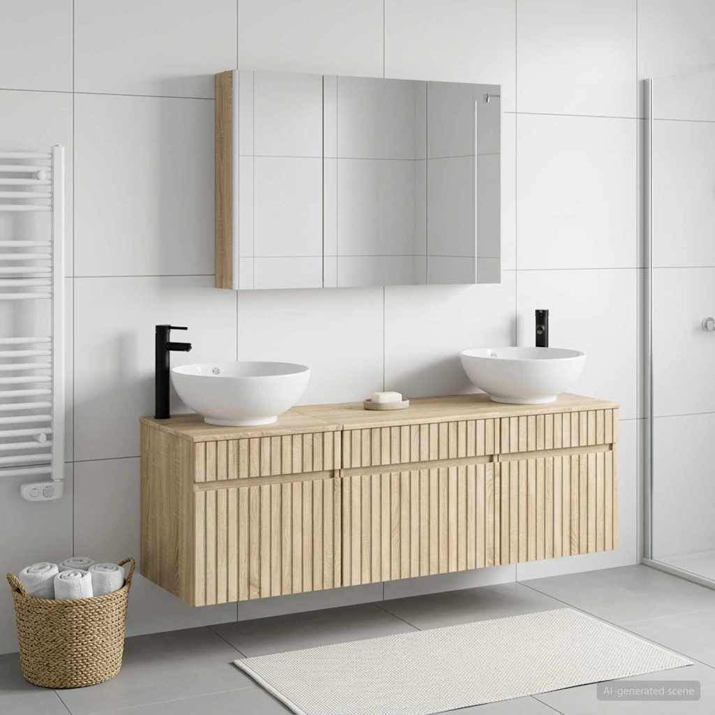 Bathroom Cabinet Set 4 pcs Sonoma Oak 103.5 x 15.5 x 70 cm