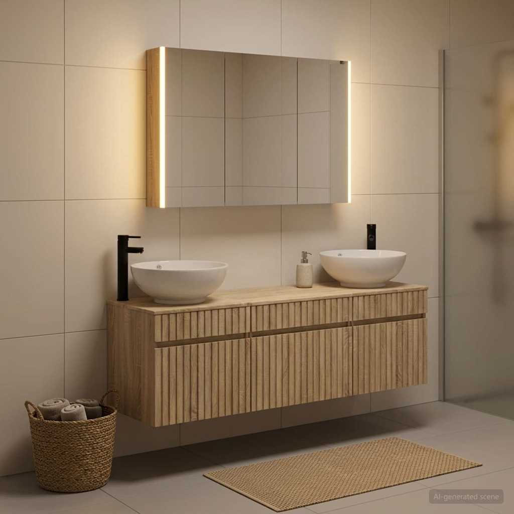 Bathroom Cabinet Set 4 pcs Sonoma Oak 103.5 x 15.5 x 70 cm