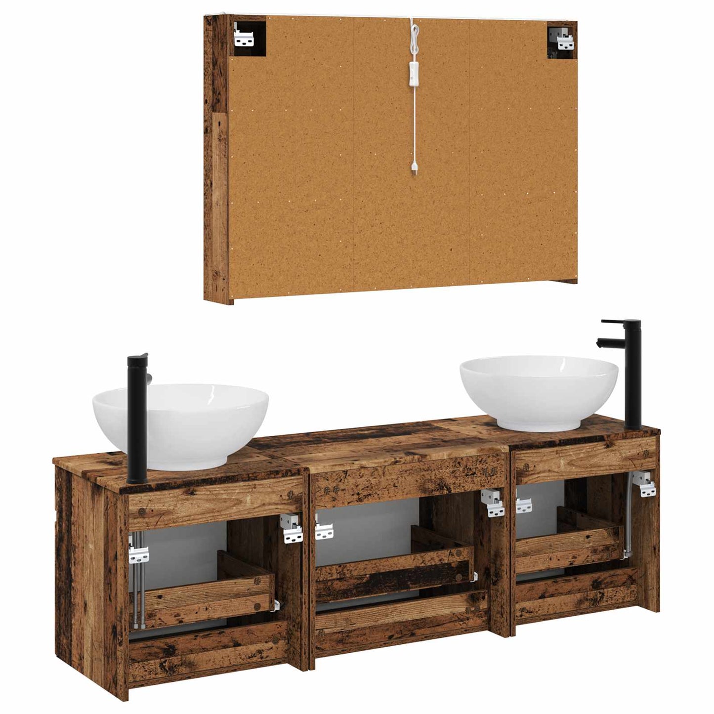 Bathroom Cabinet Set 4 pcs Old Wood 103.5 x 15.5 x 70 cm