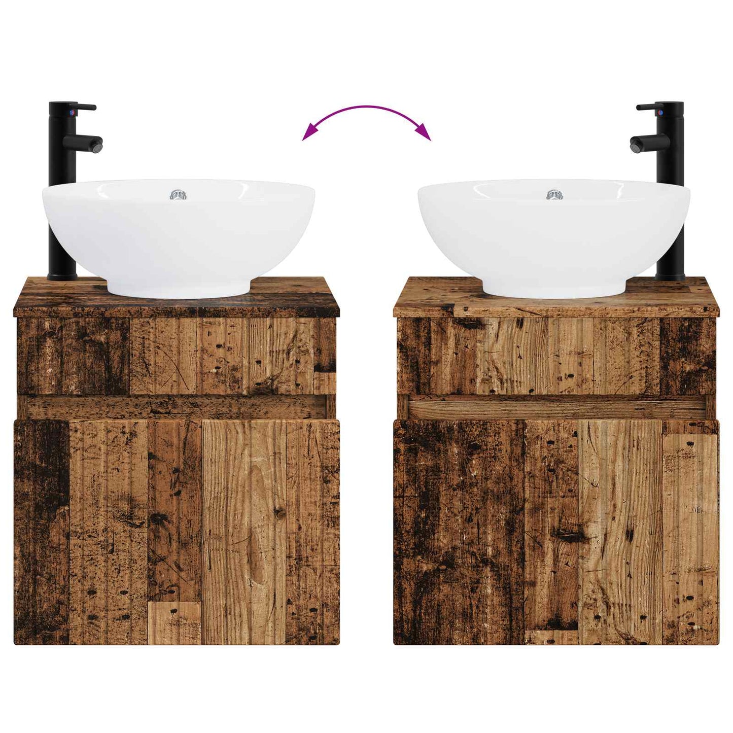 Bathroom Cabinet Set 4 pcs Old Wood 103.5 x 15.5 x 70 cm