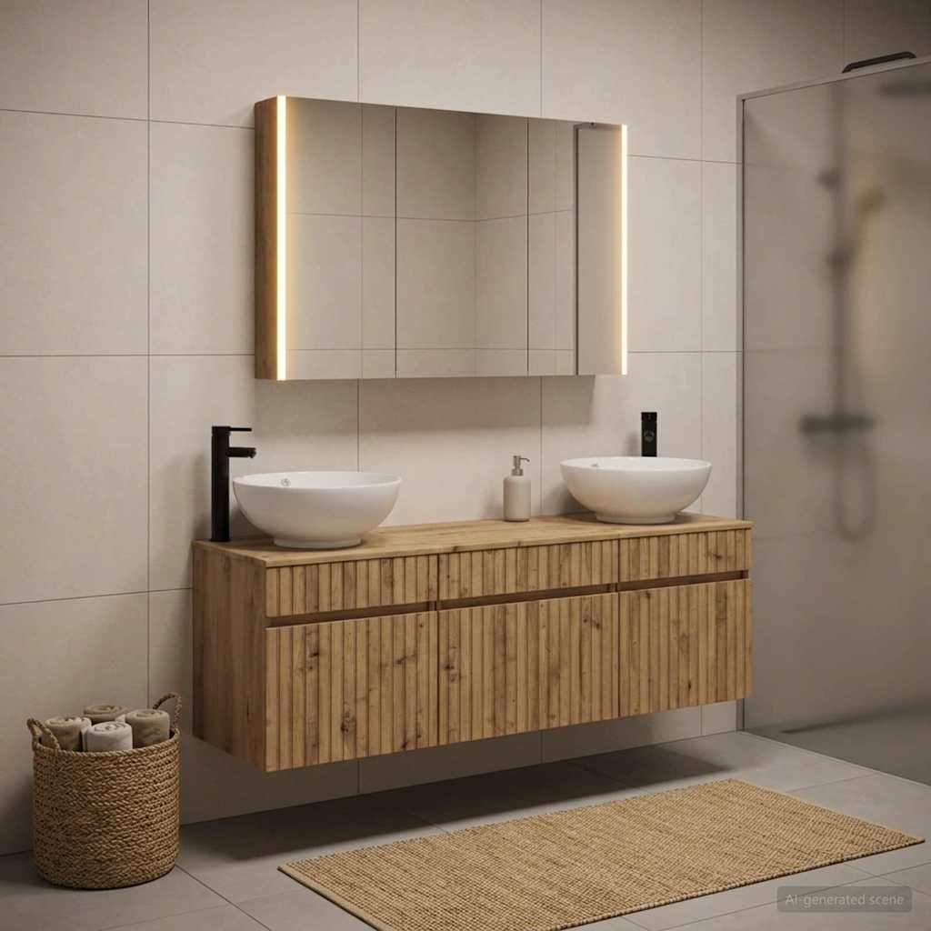 Bathroom Cabinet Set 4 pcs Artisan Oak 103.5 x 15.5 x 70 cm