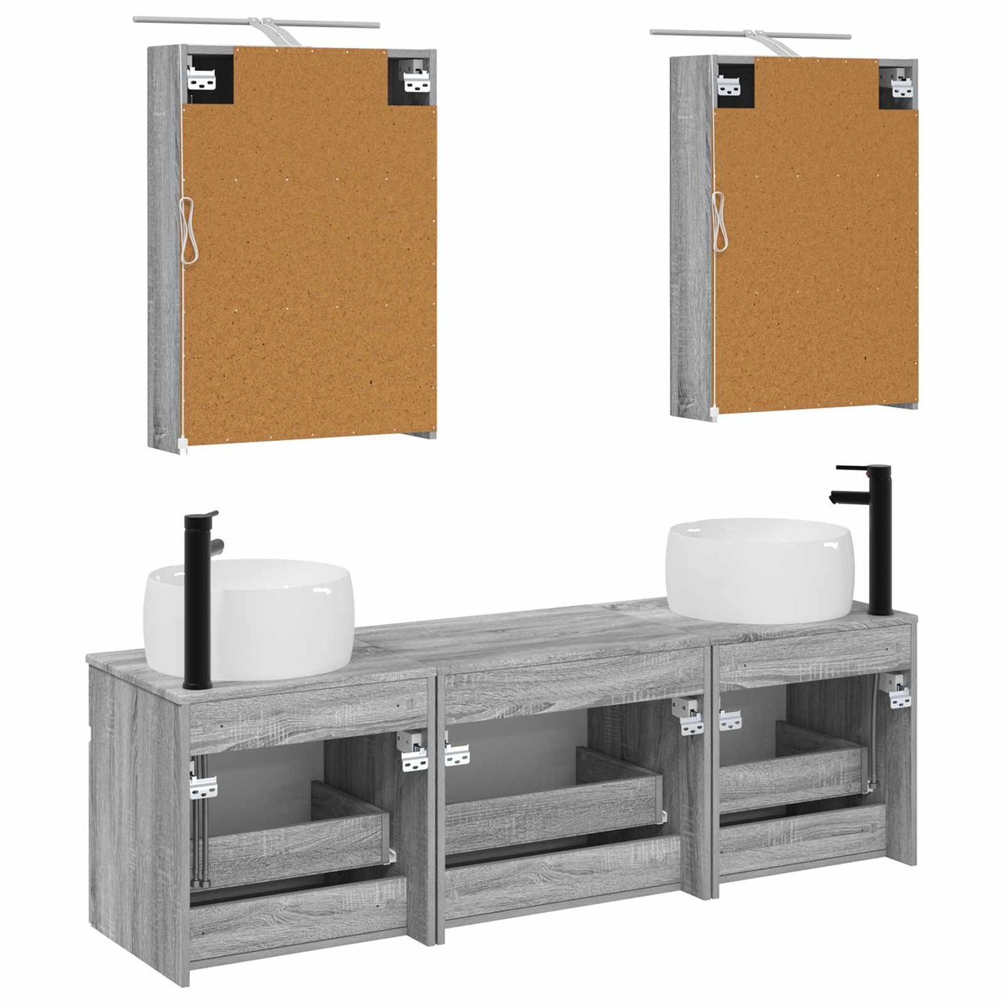 Bathroom Cabinet Set 5 pcs Grey Sonoma 50 x 14.5 x 70 cm