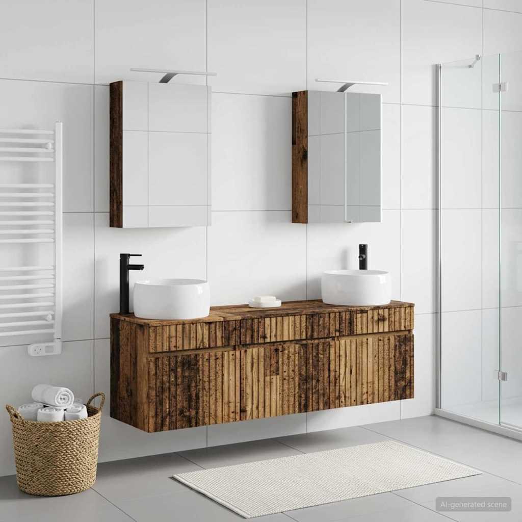 Bathroom Cabinet Set 5 pcs Old Wood 50 x 14.5 x 70 cm