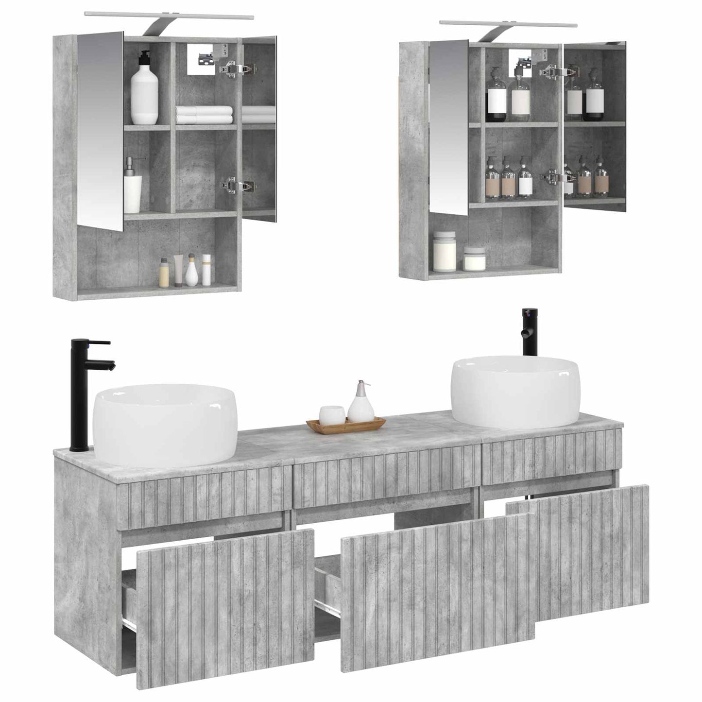 Bathroom Cabinet Set 5 pcs Concrete Grey 50 x 14.5 x 70 cm