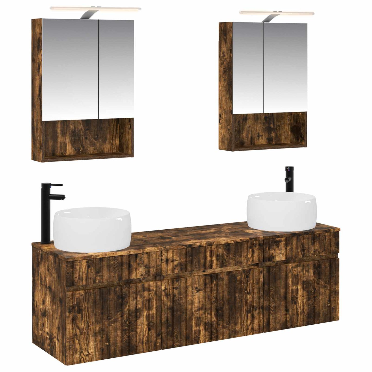 Bathroom Cabinet Set 5 pcs Smoked Oak 50 x 14.5 x 70 cm