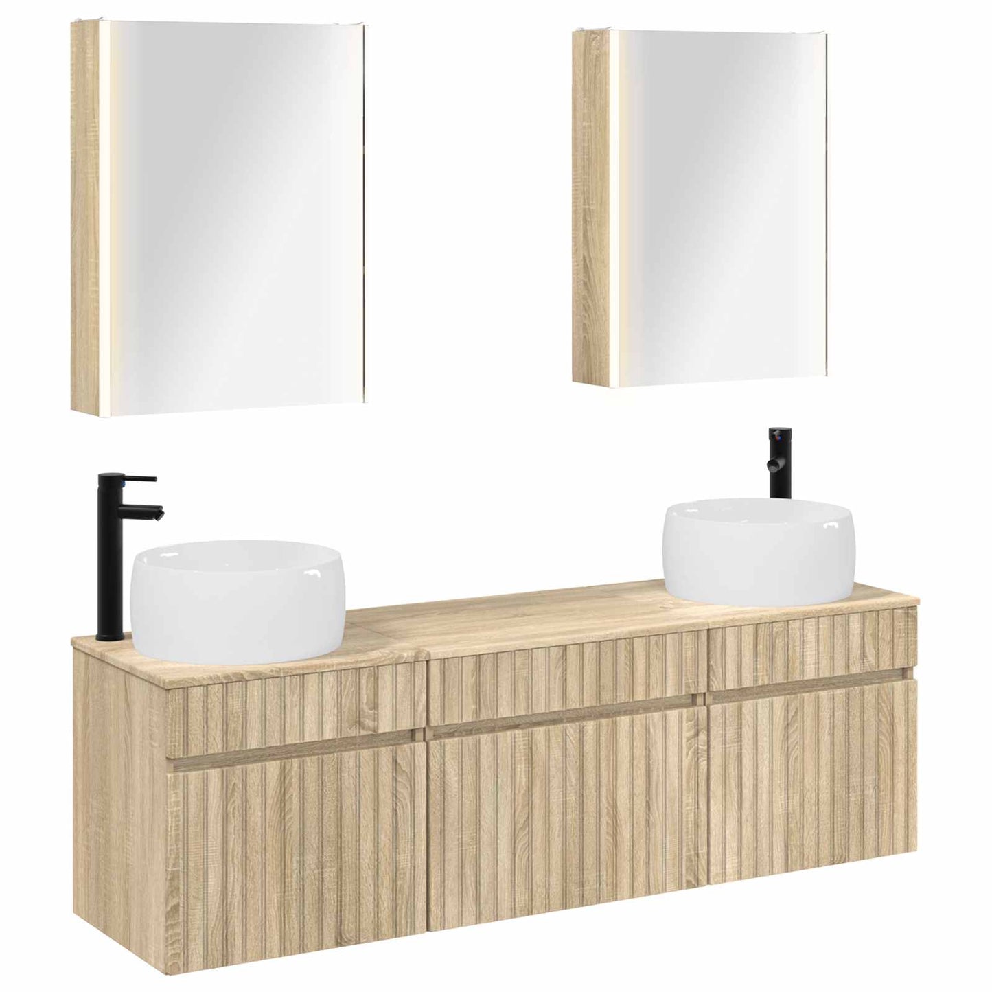 Bathroom Cabinet Set 5 pcs Sonoma Oak 53 x 15.5 x 70 cm
