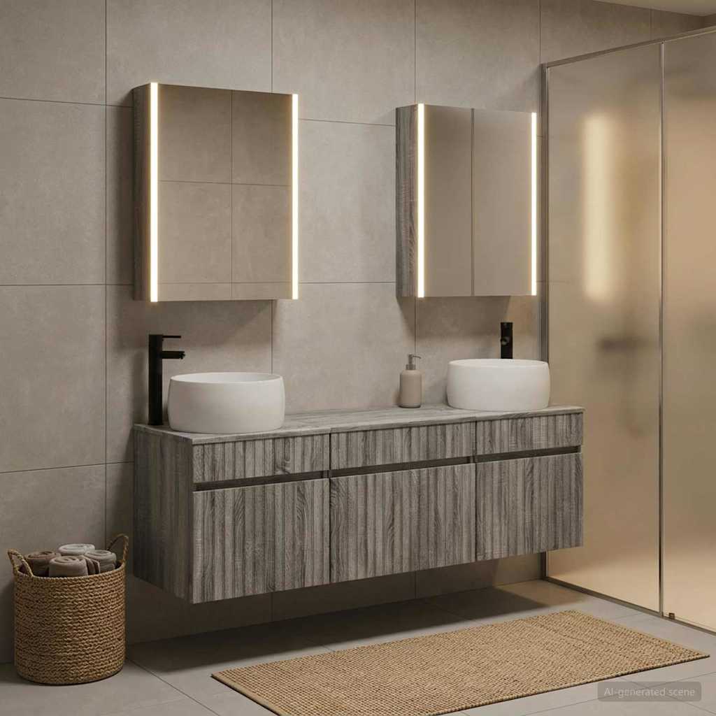 Bathroom Cabinet Set 5 pcs Grey Sonoma 53 x 15.5 x 70 cm