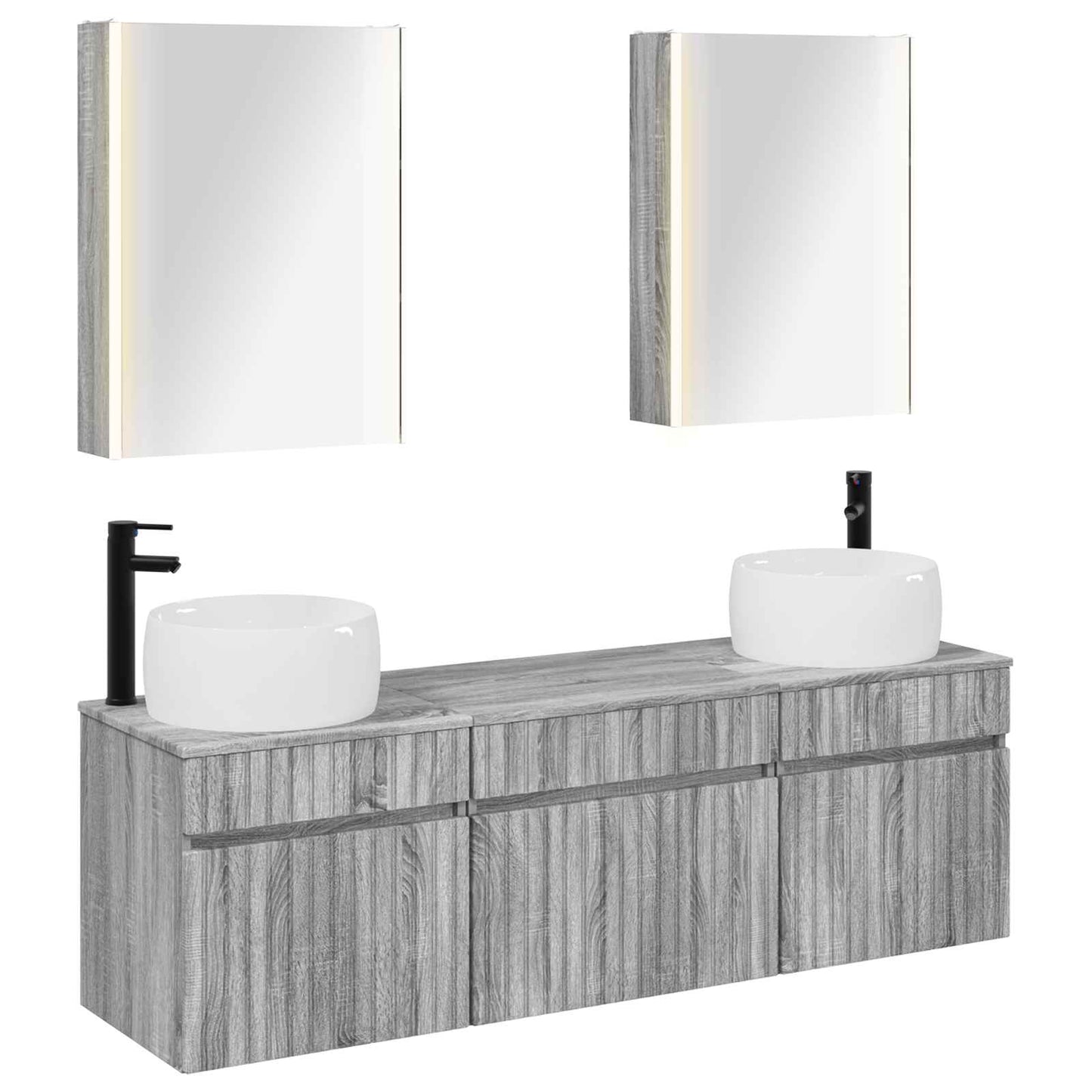 Bathroom Cabinet Set 5 pcs Grey Sonoma 53 x 15.5 x 70 cm