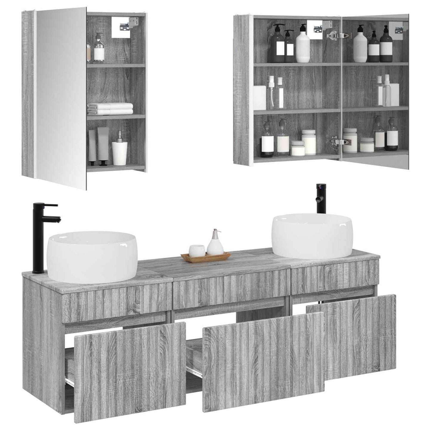 Bathroom Cabinet Set 5 pcs Grey Sonoma 53 x 15.5 x 70 cm